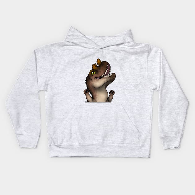 Happy Ceratosaurus Kids Hoodie by saradrawspaleo